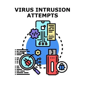 Virus intrusion attempts on digital devices concept Stock Illustration
