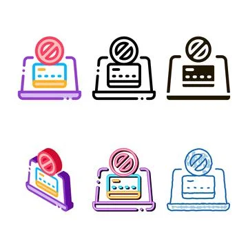 Virus on laptop icon vector series outline 스톡 일러스트