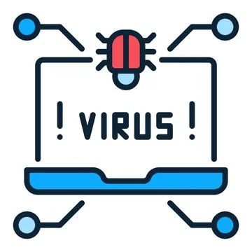 Virus on Laptop Screen vector Computer Virus colored icon or symbol 스톡 일러스트