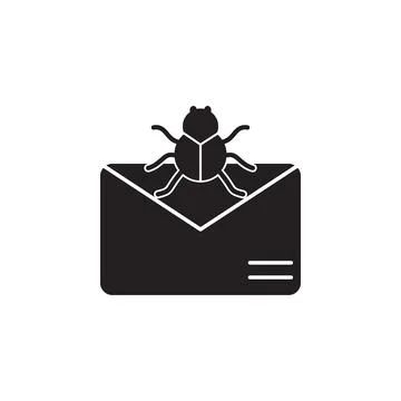 Virus in the letter icon. Elements of cyber security icon. Premium quality Stock Illustration