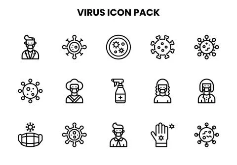 Virus Line Collection Icons Pack 库存插图