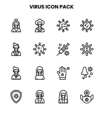 Virus Line Graphics Icons Pack Stock Illustration