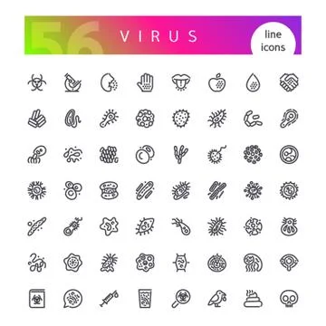 Virus Line Icons Set Stock Illustration