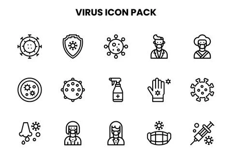 Virus Line Scalable Icons Pack Stock-Illustration