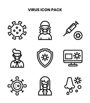 Virus Line UI Icons Pack Stock Illustration