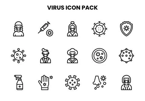 Virus Line Vector Icons Pack 库存插图