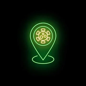 Virus location pin icon tracking pandemic outbreak Stock Illustration