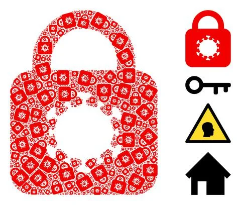 Virus Lock Icon Recursion Collage Stock Illustration