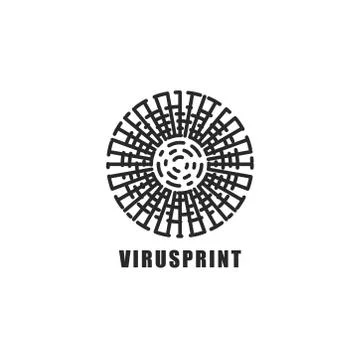 Virus logo, circle shape sticker mockup, original creative apparel print desi Stock Illustration