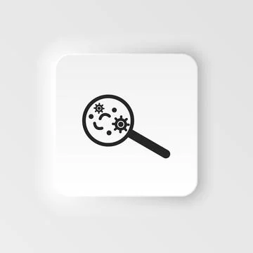 Virus, magnifier. Bioengineering neumorphic style vector icon. Biotechnology for Stock Illustration
