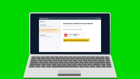 Virus mail alert and security scan on laptop screen. 4K Stock Footage 341694590