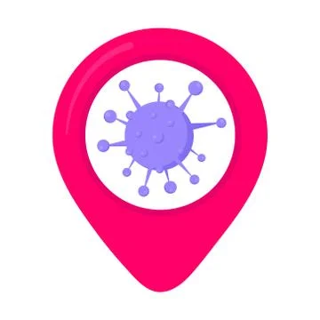 Virus map pin zone area flat style design Illustrazione stock