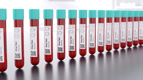 Virus Medical Test Tubes Camera Movement 스톡 동영상 128525290