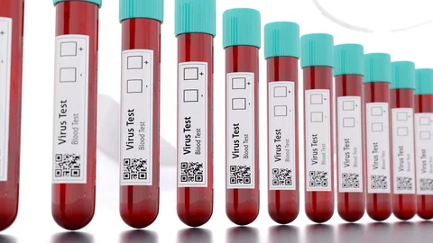 Virus Medical Test Tubes Camera Movement 動画素材 128528335