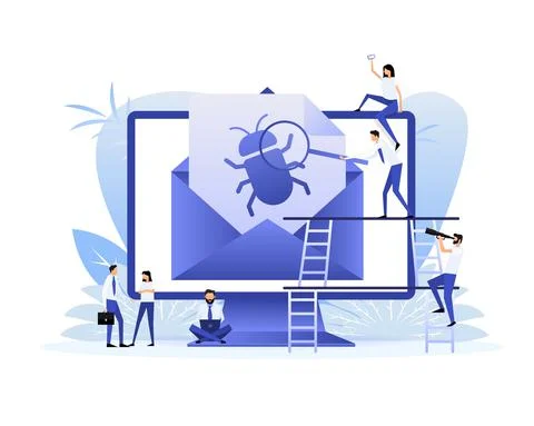 Virus message in flat style. Vector design. Flat style characters. Vector Illustrazione stock