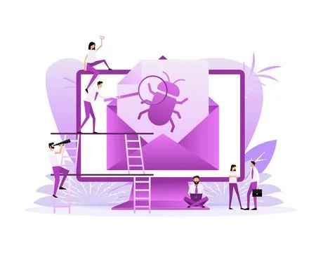 Virus message in flat style. Vector design. Flat style characters. Vector Stock-Illustration