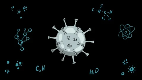 Virus microbe and chemical react black Stock Footage 128970865