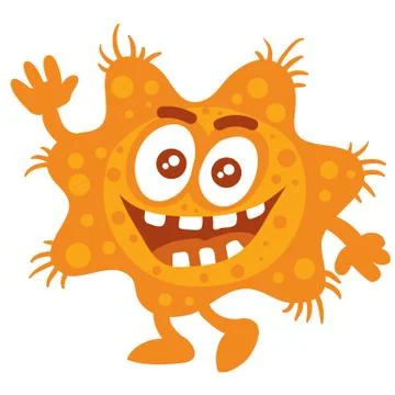 Virus, microbe, pathogen, germ vector icon. Orange micro bacteria illustration Stock Illustration