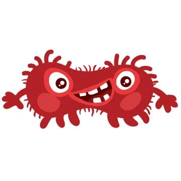 Virus, microbe, pathogen, germ vector icon. Red micro bacteria illustration Stock Illustration