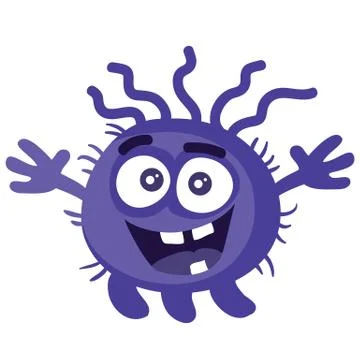Virus, microbe, pathogen, germ vector icon. Blue illustration of micro bacteria Stock Illustration