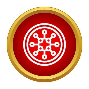 Virus microorganism structure icon on red circle button Stock Illustration