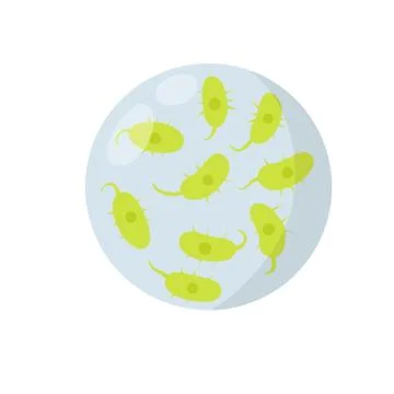 Virus in microscope. Vector proliferation of diseases. Stock Illustration