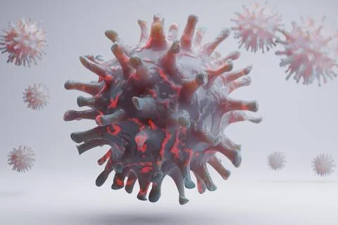 Virus, microscopic, 3D render, infection, medical, background, research, he.. Stock Illustration