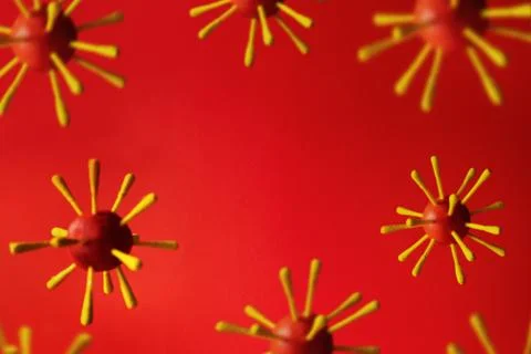 Virus modeles on red background Stock Photos