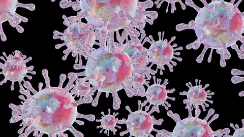 Virus molecules randomly move on a transparent background. 3D animation Stock Footage 124954481