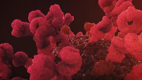Virus Neutralised by Antibody Binding 3D Medical Illustration Stock Illustration