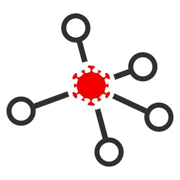 Virus Node Links Flat Icon Symbol Illustrazione stock