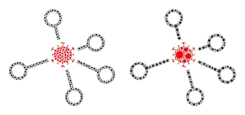 Virus Node Links Icon - Composition of Covid Virus Biological Hazard Infection Illustrazione stock