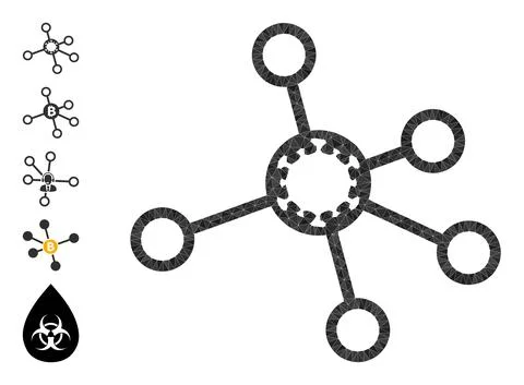 Virus Nodes Polygonal Icon and Other Icons Stock Illustration