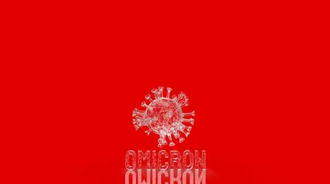 The virus omicron on red background for covid 19 or medical concept 3d render Stock Illustration