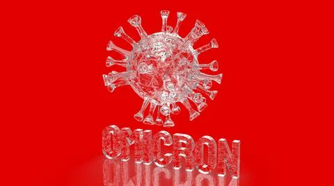 The virus omicron on red background for covid 19 or medical concept 3d render 스톡 일러스트
