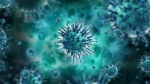 Virus or bacteria on green background. 3D illustration Stock Illustration