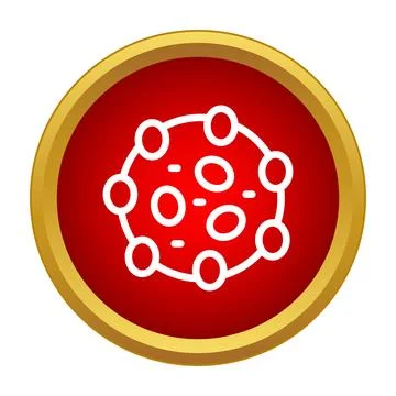Virus or bacteria icon in round red button Stock Illustration