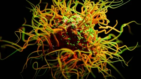 Virus or bacterium with spikes or tentacles animation - loop Видео 170544203