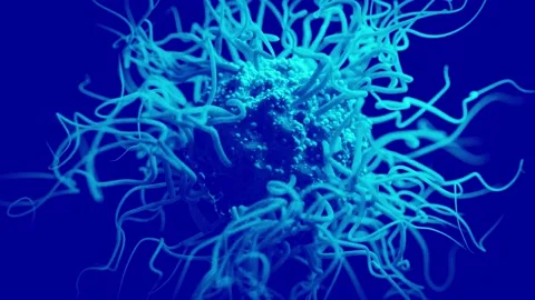 Virus or bacterium with spikes or tentacles animation - loop Видео 170544204