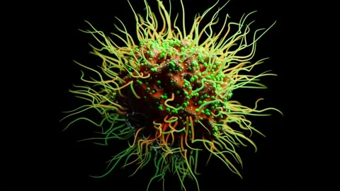 Virus or bacterium with spikes or tentacles animation - loop Vidéo 170544226