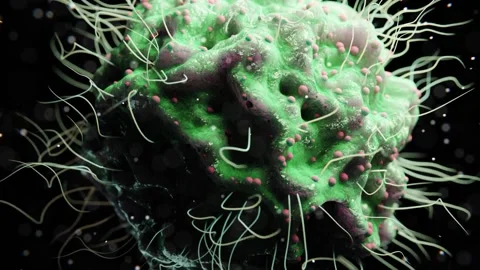 Virus or bacterium with spikes or tentacles animation - loop Stock Footage 170623974