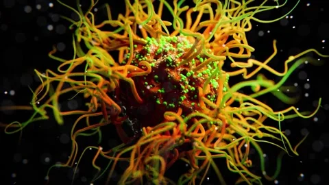 Virus or bacterium with spikes or tentacles animation - loop Видео 170623980