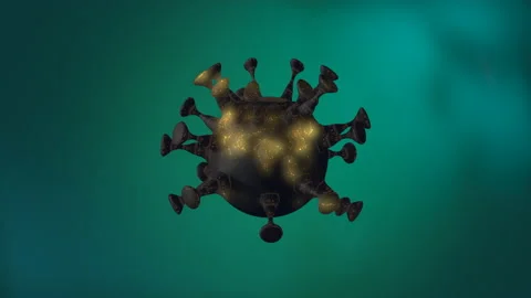 Virus outbreak concept. 3d render pandemic virus cell floating over light green Stock Footage 130959723