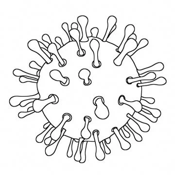 Virus outline digital drawing illustration on plain white background Stock Illustration