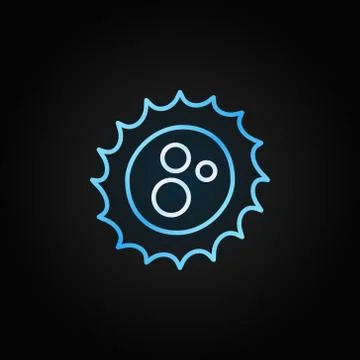 Virus outline vector concept blue icon on dark background 스톡 일러스트