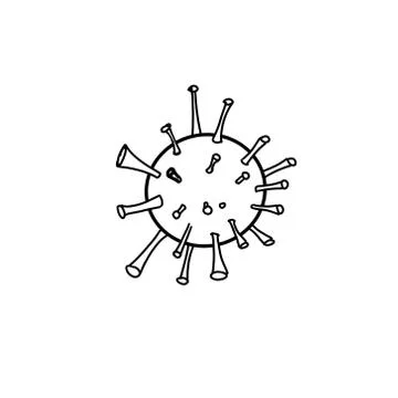 Virus outline on a white background. Vector Doodle illustration. Stock Illustration