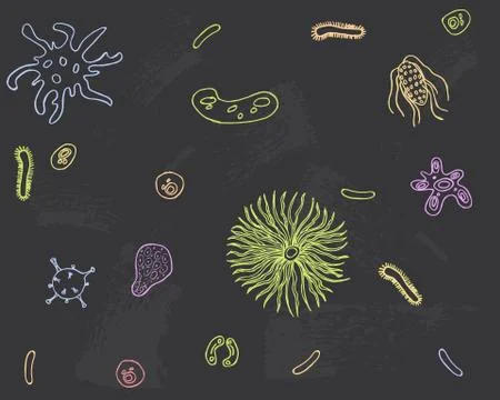 The virus is painted on a chalk board. Stock Illustration