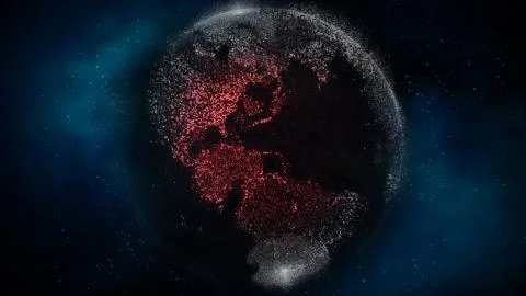 Virus Pandemic Growth. 3d Render Covid-19 Taking over the Planet Earth Stock Illustration