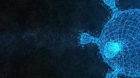 Virus Pandemic Wireframe Light Connection Structure 3D Rendering Copy Space F 스톡 일러스트