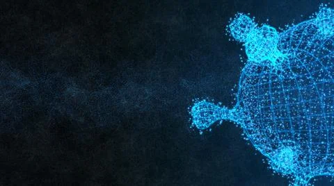 Virus Pandemic Wireframe Light Connection Structure 3D Rendering Copy Space F 스톡 일러스트